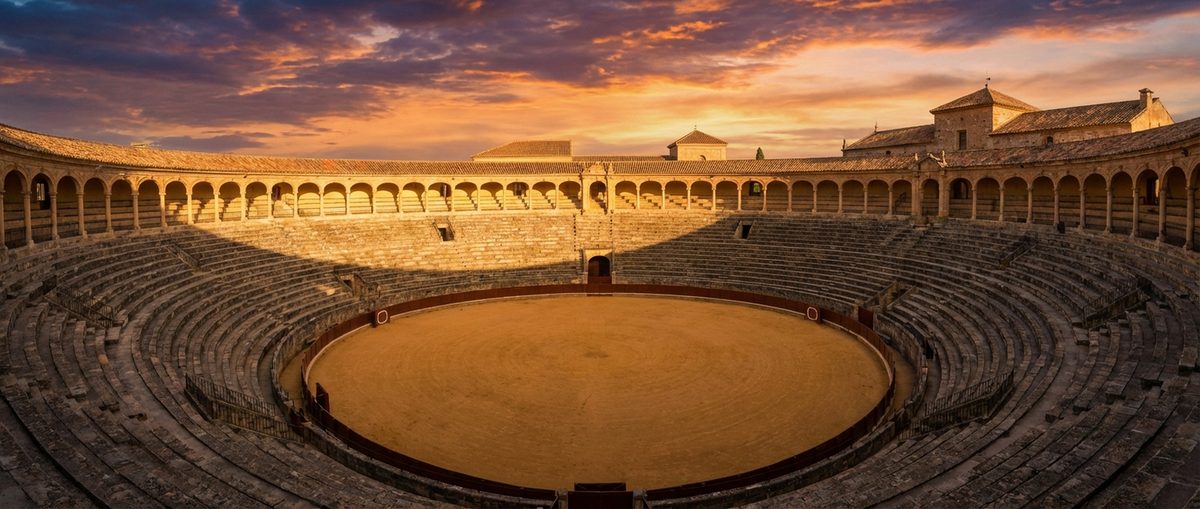 Vista panorámica de una plaza de toros española